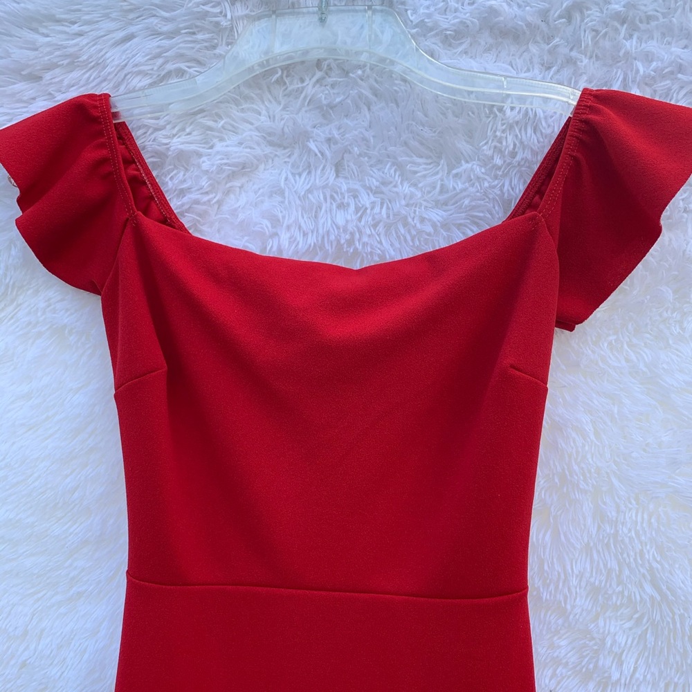 High Slit Ruffles Maxi Sleeve Party Dress Size S